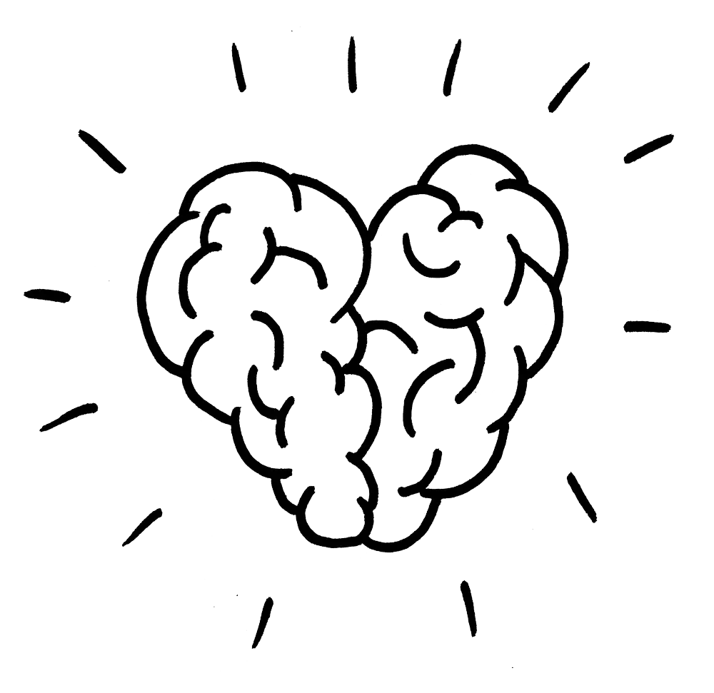 Schwarze Herz-Illustration mit umgebenden Linien